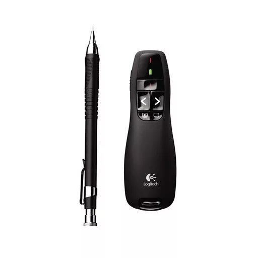 Prezentációs távirányító, lézermutatóval, vezeték nélküli, LOGITECH "R400"