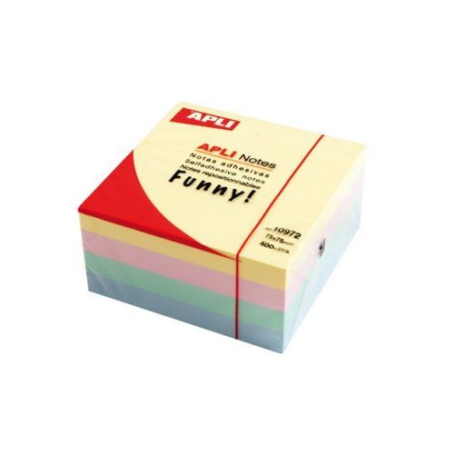 Öntapadó jegyzettömb, 75x75 mm, 400 lap, APLI "Funny", pasztell