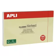   Öntapadó jegyzettömb, 125x75 mm, 100 lap, APLI "Classic", sárga