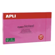   Öntapadó jegyzettömb, 125x75 mm, 100 lap, APLI "Funny", pink