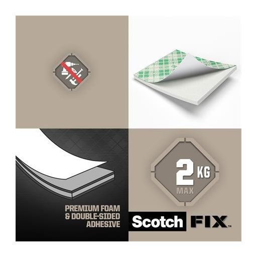 Ragasztó négyzetek, kétoldalú, 25,4 x 25,4 mm, 3M SCOTCH