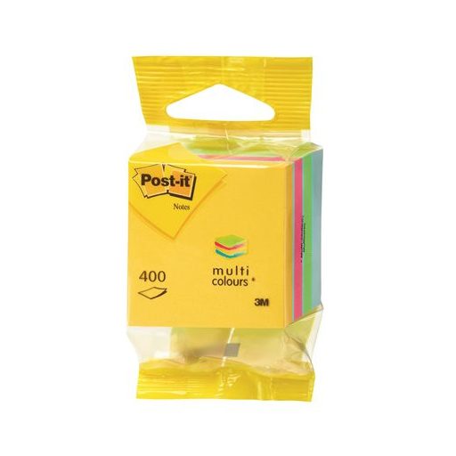 Öntapadó jegyzettömb, 51x51 mm, 400 lap, bliszteres, 3M POSTIT, ultra színek