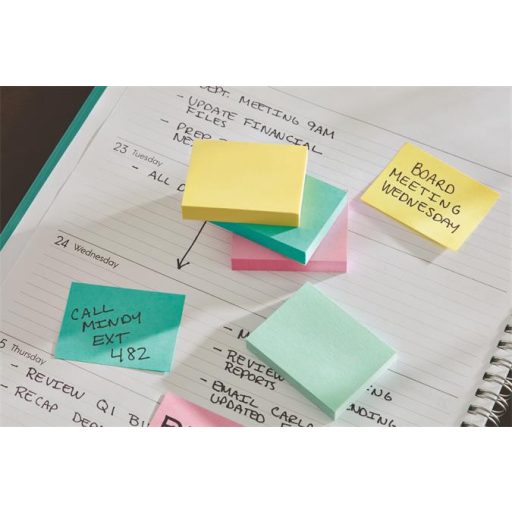 Öntapadó jegyzettömb, 51x51 mm, 400 lap, 3M POSTIT, ultra színek