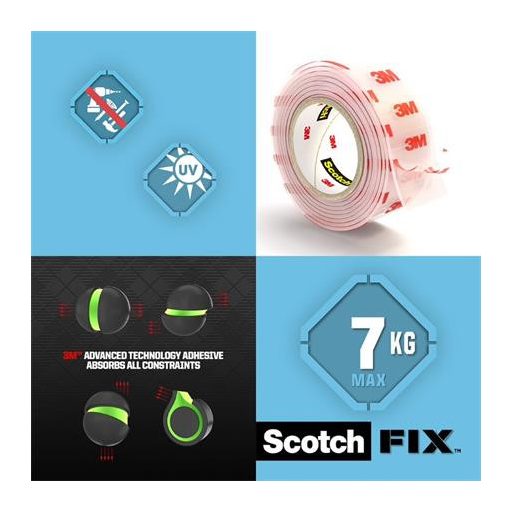 Ragasztószalag, áttetsző, kétoldalas, 19 mm x 1,5 m, 3M SCOTCH "Transparent"