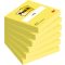 Öntapadó jegyzettömb, 76x76 mm, 6x100 lap, 3M POSTIT, neonsárga