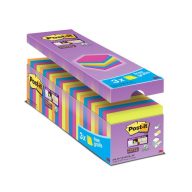   Öntapadó jegyzettömb csomag, 76x76 mm, 24x90 lap, 3M POSTIT "Super Sticky", vegyes