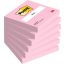 Öntapadó jegyzettömb, 76x76 mm, 6x100 lap, 3M POSTIT, rózsaszín