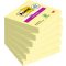 Öntapadó jegyzettömb, 76x76 mm, 6x90 lap, 3M POSTIT "Super Sticky", kanári sárga