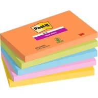   Öntapadó jegyzettömb, 76x127 mm, 5x90 lap, 3M POSTIT "Super Sticky Boots", vegyes színek