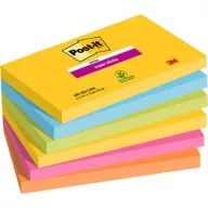   Öntapadó jegyzettömb, 76x127 mm, 6x90 lap, 3M POSTIT, "Super Sticky", Carnival