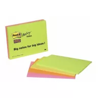   Öntapadó jegyzettömb, 203x152 mm, 4x45 lap, 3M POSTIT "Super Sticky", vegyes színek