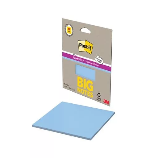 Öntapadó jegyzettömb, 152x152 mm, 30 lap, 3M POSTIT "Super Sticky", kék