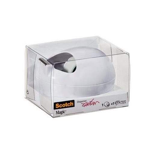 Ragasztószalag-adagoló, asztali, feltöltött, kavics formájú, 3M SCOTCH, fehér