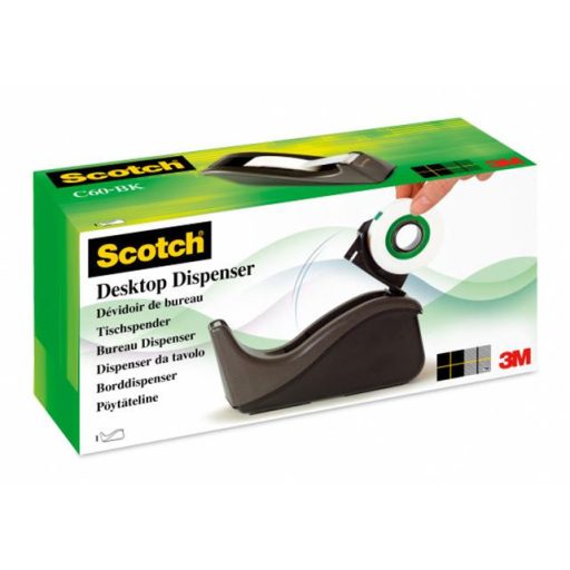 Ragasztószalag-adagoló, asztali, 3M SCOTCH "C60", fekete