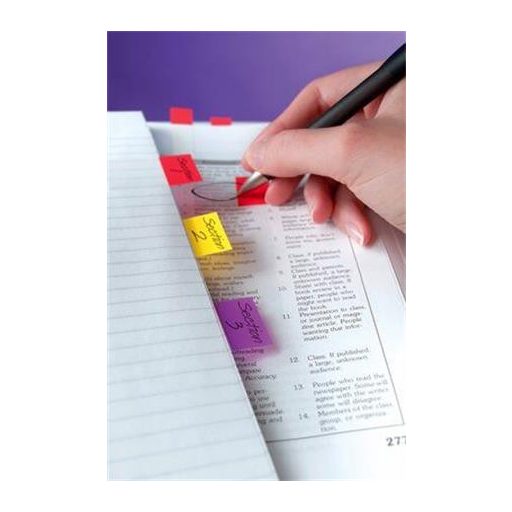 Jelölőcímke, műanyag, 50 lap, 25x43 mm, 3M POSTIT, sárga