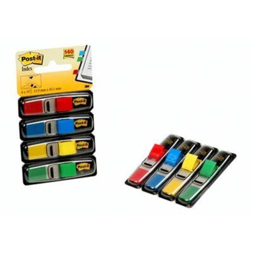 Jelölőcímke, műanyag, 4x35 lap, 12x43 mm, 3M POSTIT, vegyes