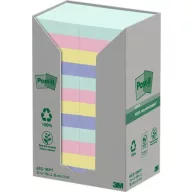   Öntapadó jegyzettömb, 38x51 mm, 24x100 lap, környezetbarát, 3M POSTIT "Nature", vegyes pasztell színek