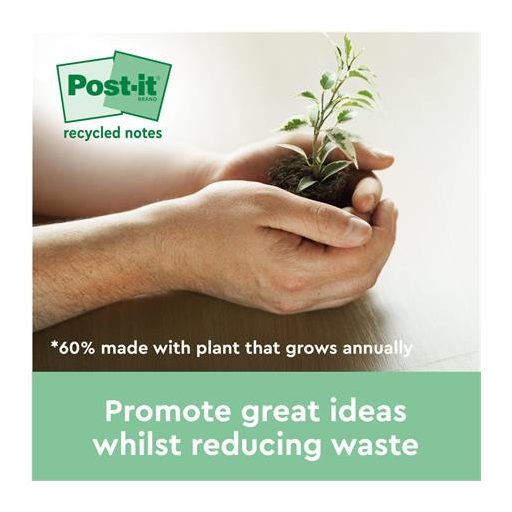 Öntapadó jegyzettömb, 76x76 mm, 16x100 lap, környezetbarát, 3M POSTIT "Nature", vegyes pasztell színek