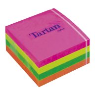   Öntapadó jegyzettömb, 76x76 mm, 400 lap, TARTAN, vegyes neon színek