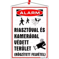   Információs tábla, 35x25 cm, "Riasztóval és kamerával védett terület"
