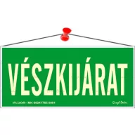   Információs tábla, 25x11,5 cm, fluoreszkáló, utánvilágítós, "Vészkijárat"