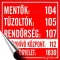 Információs matrica, 10x10 cm, "Mentők tűzoltók, rendőrség telefonszámok"