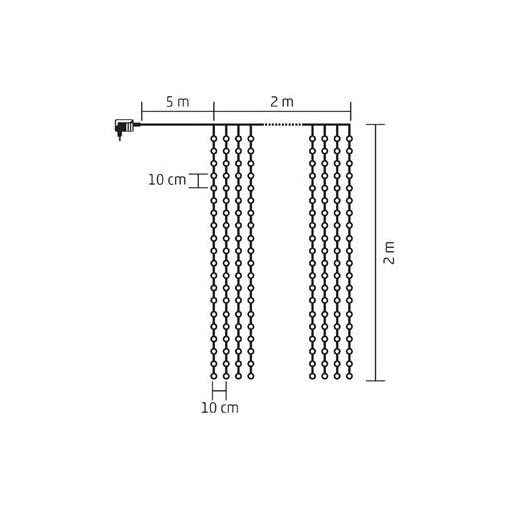 Fényfüggöny, kültéri, 400 db microLED, melegfehér, 2x2 m, HOME