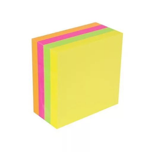 Öntapadó jegyzettömb, 75x75 mm, 400 lap, VICTORIA OFFICE, neon