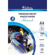   Fotópapír, tintasugaras, A4, 180 g, fényes, VICTORIA PAPER "Advanced"