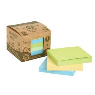   Öntapadó jegyzettömbtorony, 75x75 mm, 6x100 lap, környezetbarát, VICTORIA OFFICE, "Green", vegyes