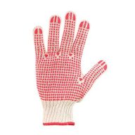   Védőkesztyű, kötött, csúszásgátló pöttyökkel, 7 méret, fehér/piros