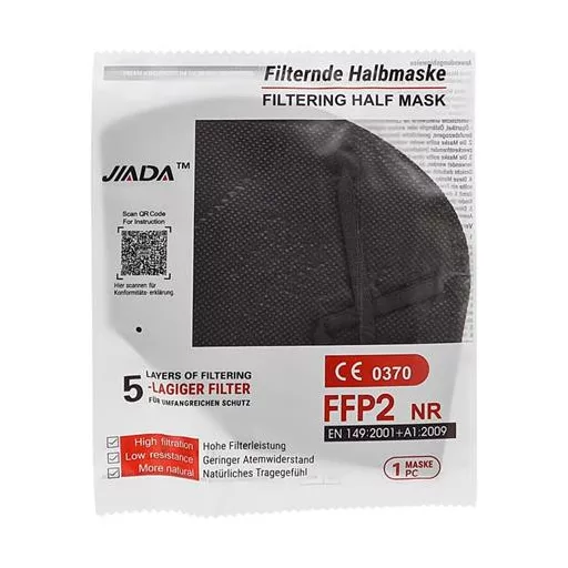 Maszk, FFP2, 5 rétegű, 20 db, fekete