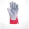Rakodókesztyű, marha hasítékbőr, 11-es méret, szürke/piros