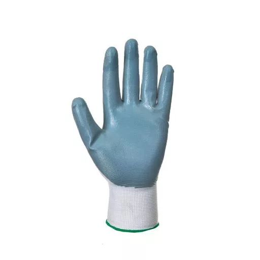 Védőkesztyű, nitril, M méret, "Flexo Grip" szürke-fehér