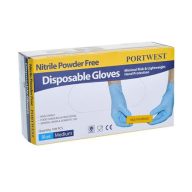  Védőkesztyű, egyszer használatos, nitril, L méret, púder nélküli, kék