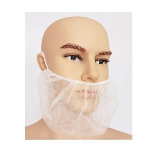 Szakállvédő, egyszer használatos, gumis, polipropilén, 100 db, fehér