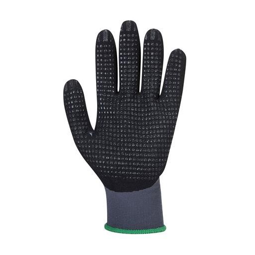 Védőkesztyű, nylon, nitrilhab, XL méret "DermiFlex Ultra Plus", szürke-fekete