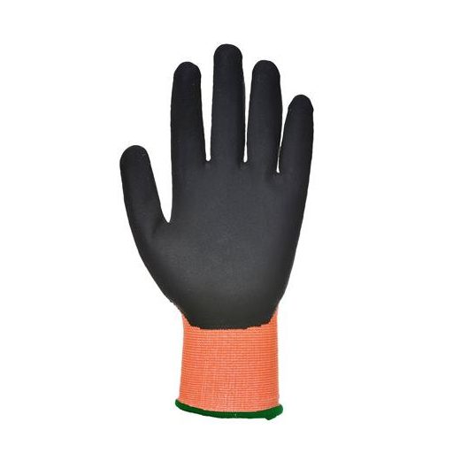 Védőkesztyű, HPPE, láthatósági, vágásbiztos, XXL méret "Cut 5", narancs