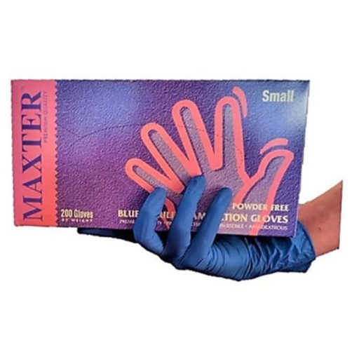 Védőkesztyű, egyszer használatos, nitril, M méret, 200 db, púder nélküli, kék
