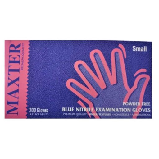 Védőkesztyű, egyszer használatos, nitril, XS méret, 200 db, púder nélküli, kék