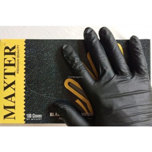 Védőkesztyű, egyszer használatos, nitril, S méret, 100 db, púder nélküli, fekete