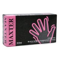   Védőkesztyű, egyszer használatos, nitril, L méret, 100 db, púder nélküli, fekete