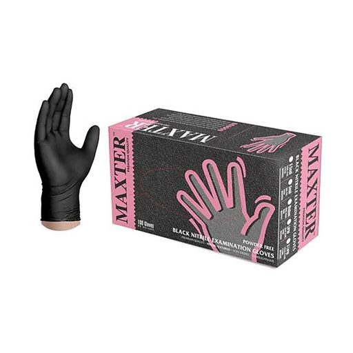 Védőkesztyű, egyszer használatos, nitril, XL méret, 100 db, púder nélküli, fekete