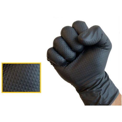 Védőkesztyű, egyszer használatos, nitril, 8,4g, XL méret, 100 db, púder nélküli, fekete