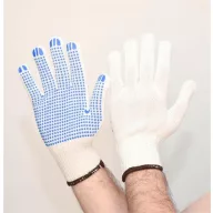   Védőkesztyű, kevertszálas, PVC pöttyözött, XL méret, natúrfehér