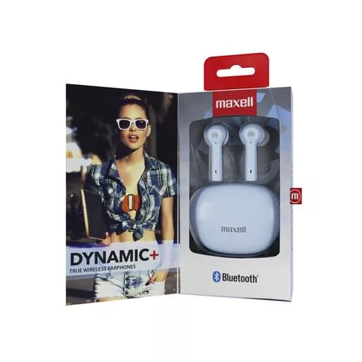 Fülhallgató, vezeték nélküli, Bluetooth 5.3, mikrofonnal, MAXELL "Dynamic+", világoskék