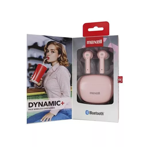 Fülhallgató, vezeték nélküli, Bluetooth 5.3, mikrofonnal, MAXELL "Dynamic+", rózsaszín