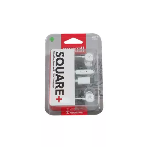 Fülhallgató, mikrofonnal, USB-C, MAXELL "Square+", fehér
