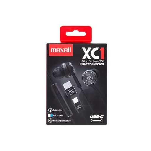 Fülhallgató, mikrofonnal, USB-C, MAXELL "XC1", fekete