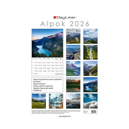 Naptár, fali, DAYLINER, "Alpok"
